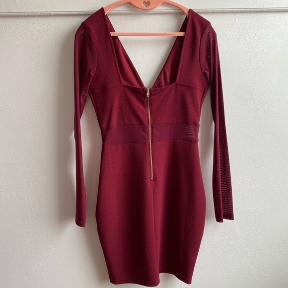 Maroon Mini Cocktail Dress - Picture 4 of 6